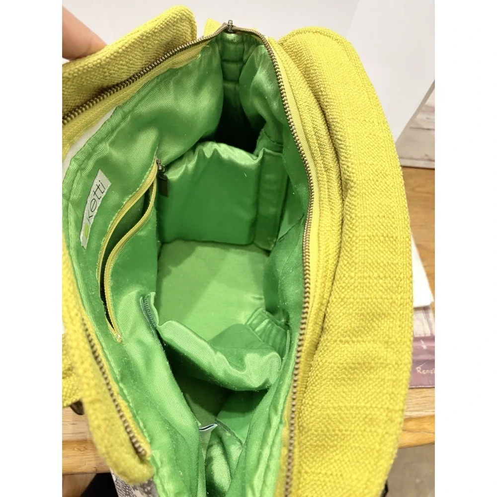 Ketti Large Green Beige Floral Fall Leaf Fabric‎ Shoulder Camera Bag